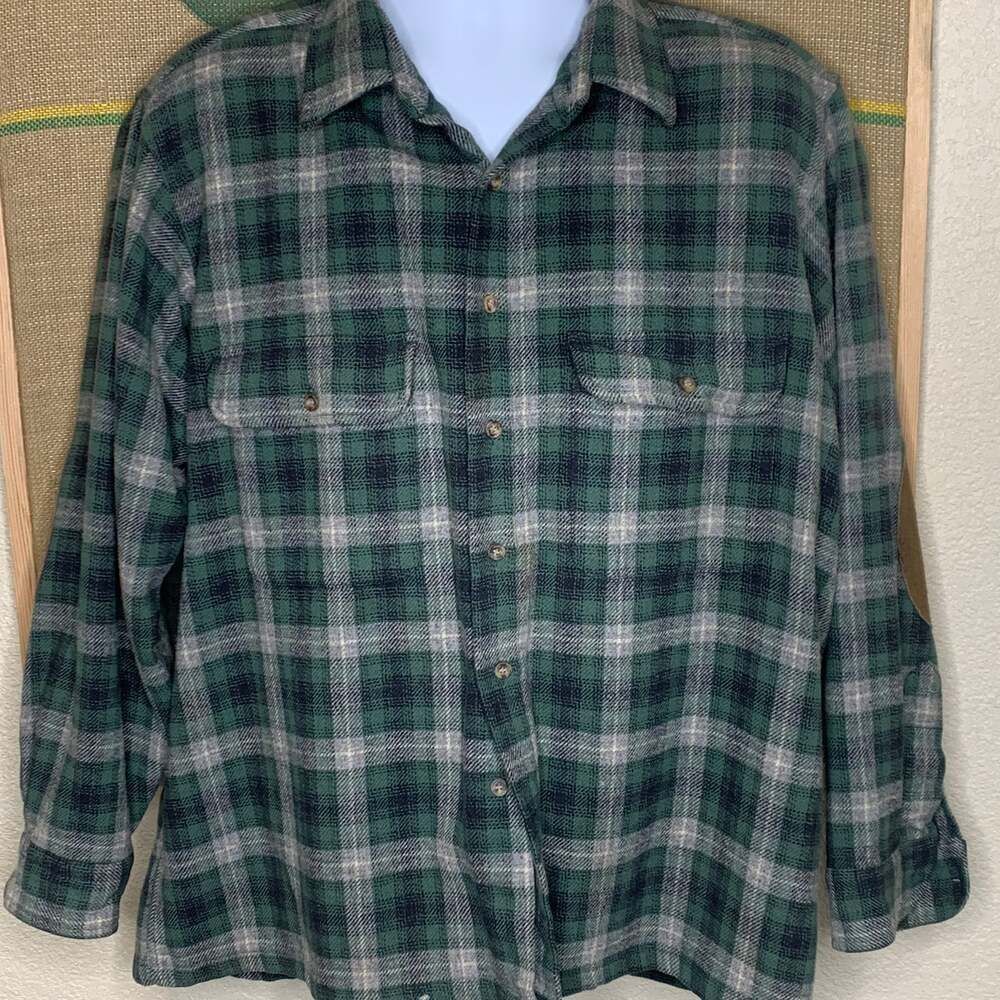 Vintage Pendleton Mens Plaid Trail Shirt Suede Elbow Patch Green Size M